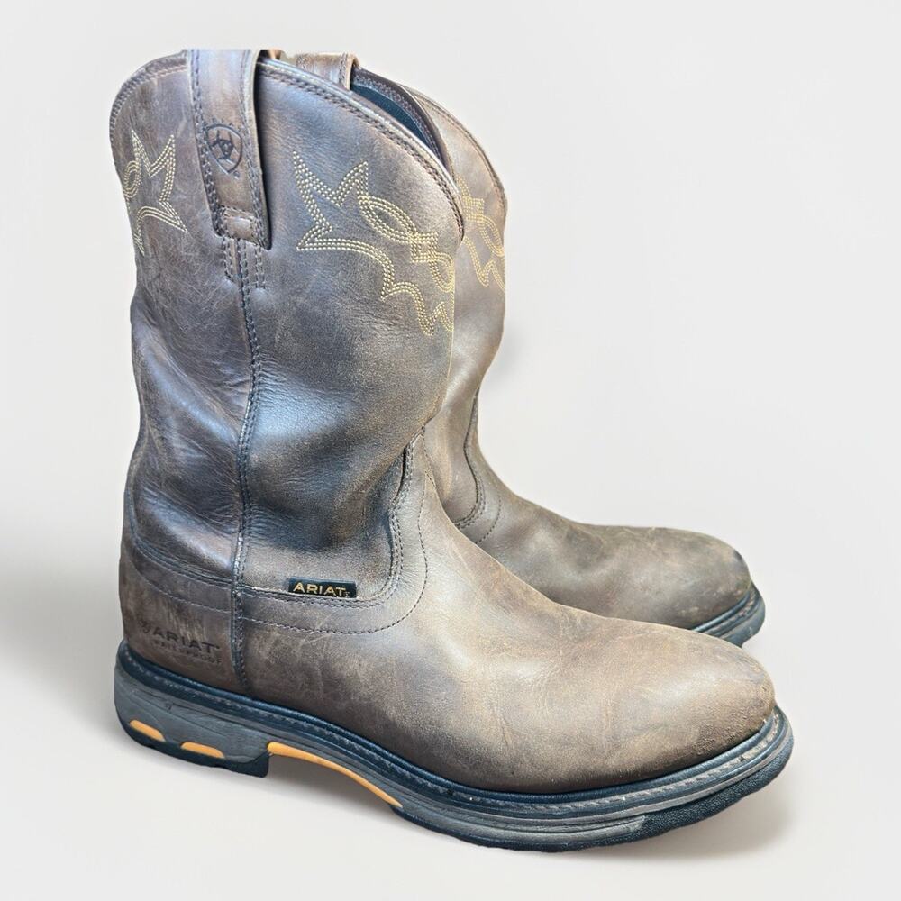 Ariat 10001198 Men's Waterproof WorkHog H2O Boots Oily Distressed Brown Size 14c